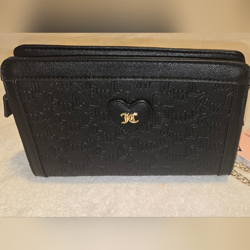 Juicy Couture Black Embossed Clutch Wristlet